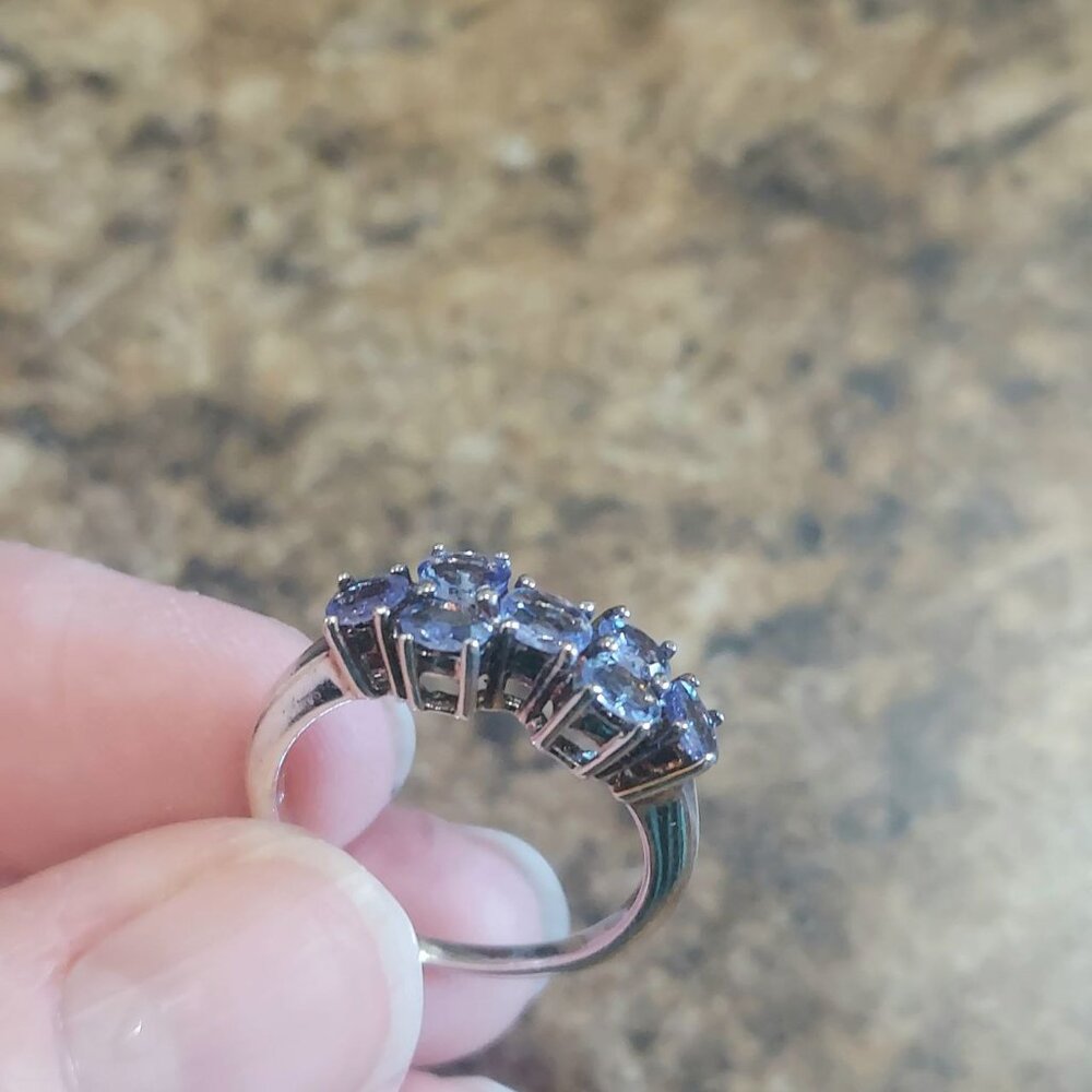 Vintage Tanzanite Ring 925 Silver size 7 VTG Gemstone Ring - Picture 3 of 14